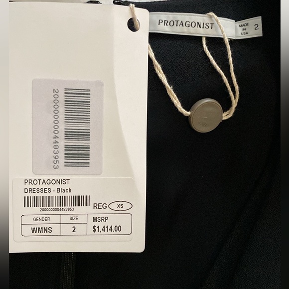 Protagonist Midi Dress V Neck Black Size 2 NWT - Picture 10 of 11